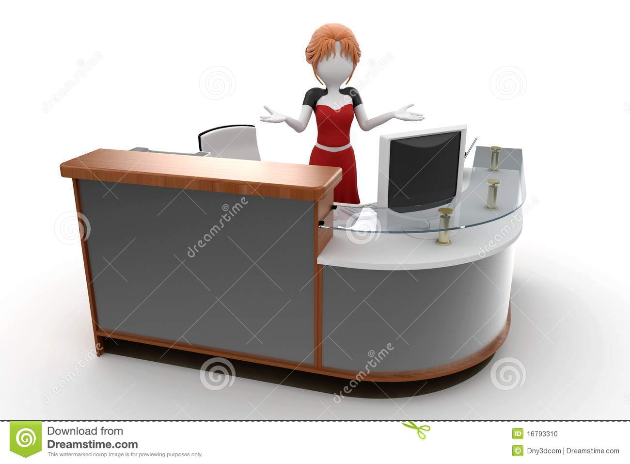 3d Girl Working At The Help Desk Stock Photo   Image  16793310