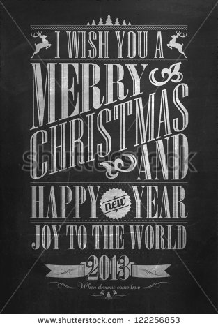 And Happy New Year Calligraphic And Typographic Background With Chalk    