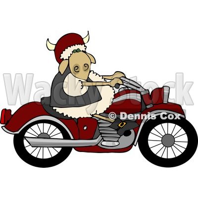 Anthropomorphic Sheep Riding A Motorcycle Clipart   Djart  4584