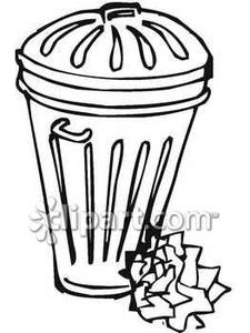 Black And White Trashcan With A Lid   Royalty Free Clipart Picture