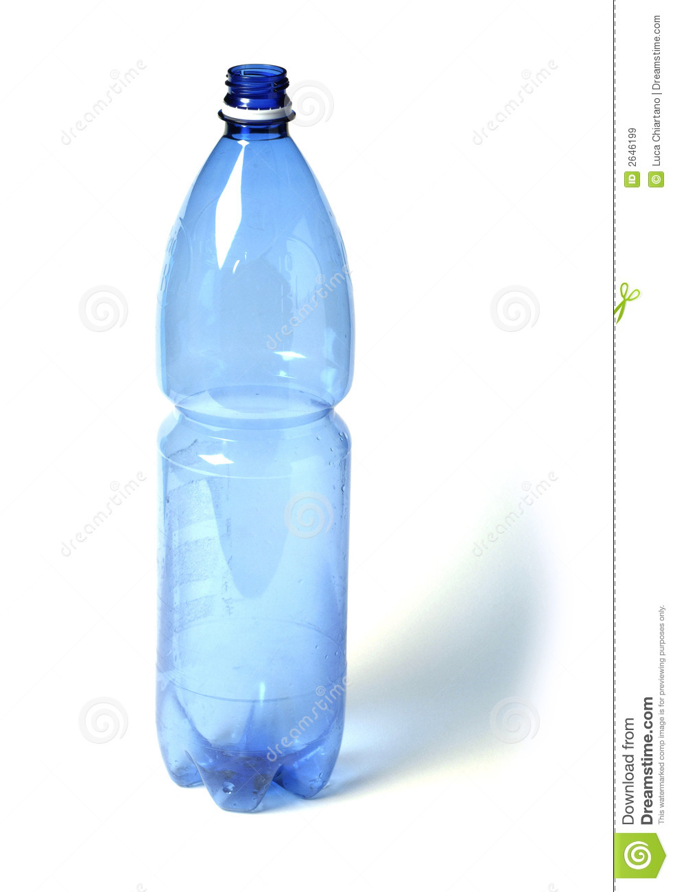 Blue Plastic Bottle For Water On White Background 