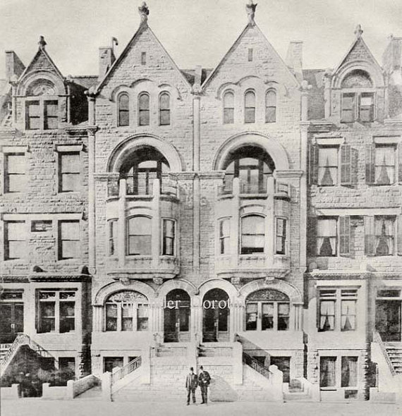 Brownstone Row Houses West Side New York Usa 1893 Steampunk Vintage    