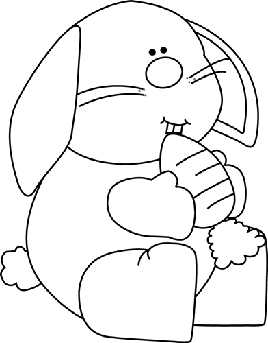 Carrot Clip Art   Black And White Bunny Rabbit Eating A Carrot Image