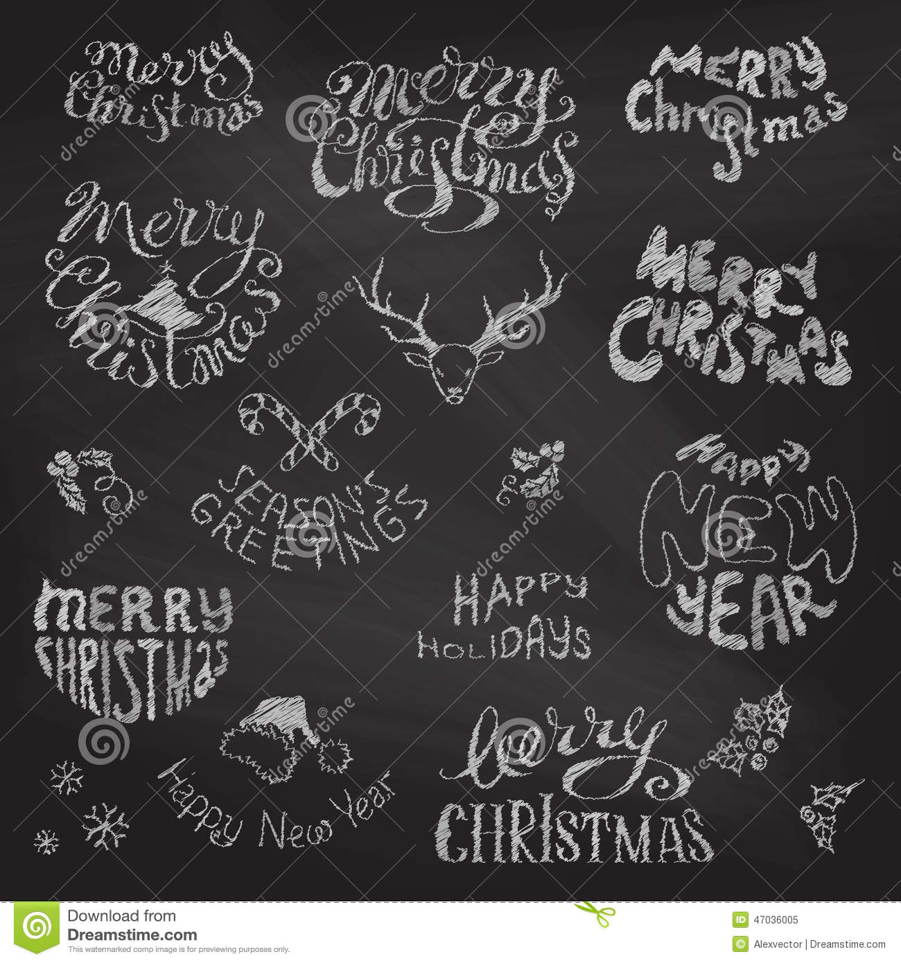 Chalkboard Christmas Icons And Festive Elements  Stock Vector   Image    