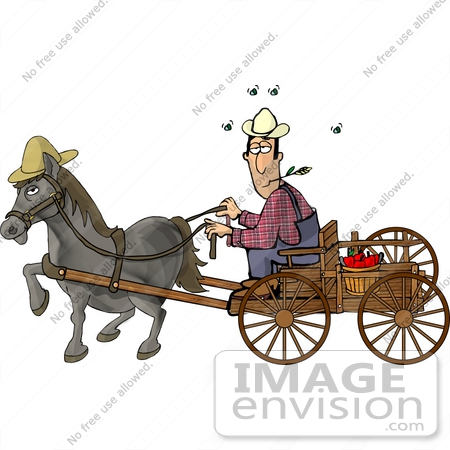 Chewing On Straw While Riding A Horse Drawn Carriage Clipart By Djart