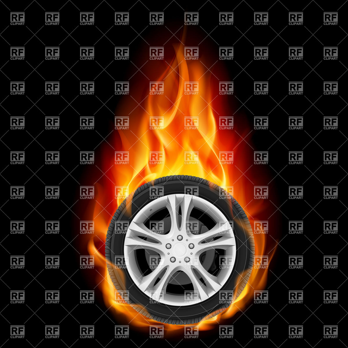 Clipart Catalog   Transportation   Car Wheel On Fire Download Royalty    