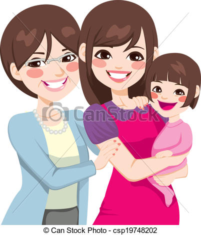 Clipart Of Three Generation Japanese Women   Young Three Generation