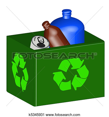 Clipart   Recycle Bin With Plastic And Tin In It   Fotosearch   Search    