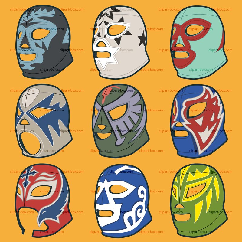 Clipart Wrestling Masks   Royalty Free Vector Design