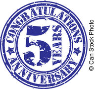 Cogratulations 5 Years Anniversary Grunge Rubber Stamp Vector