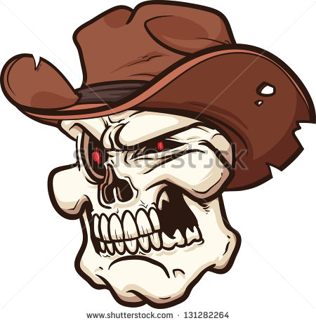 Cowboy Skull  Vector Clip Art Illustration With Simple Gradients  All