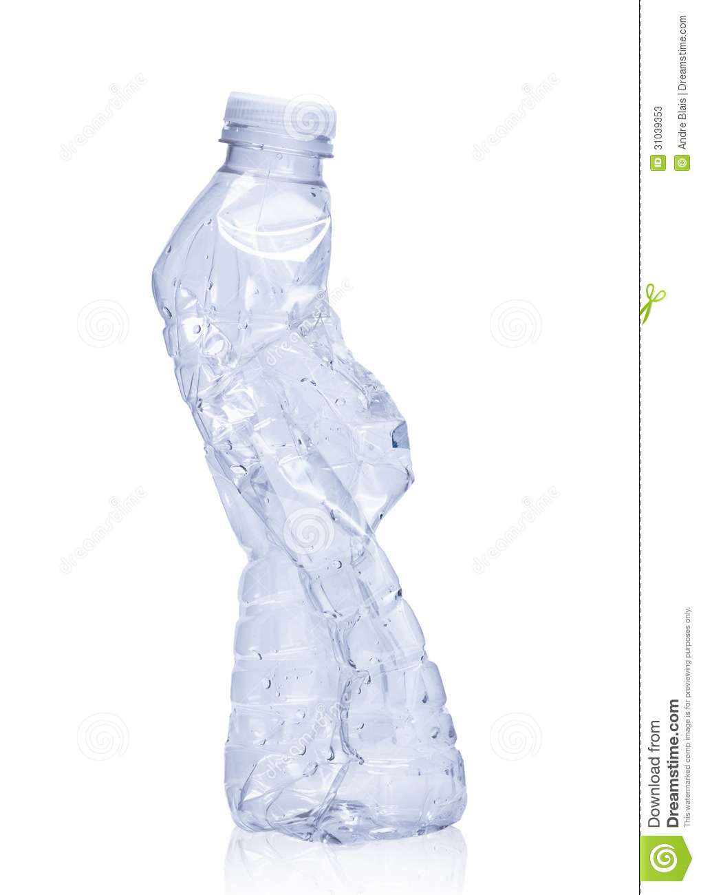 Empty Plastic Water Bottle For Recycling Isolated On White Background 