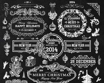     Happy New Year 2015 Hand Lettering Vintage Design Elements Clipart