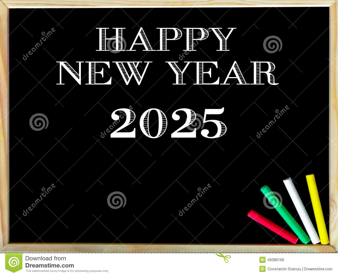 Happy New Year Vintage Chalk Text On Blackboard Colored Chalk In The    