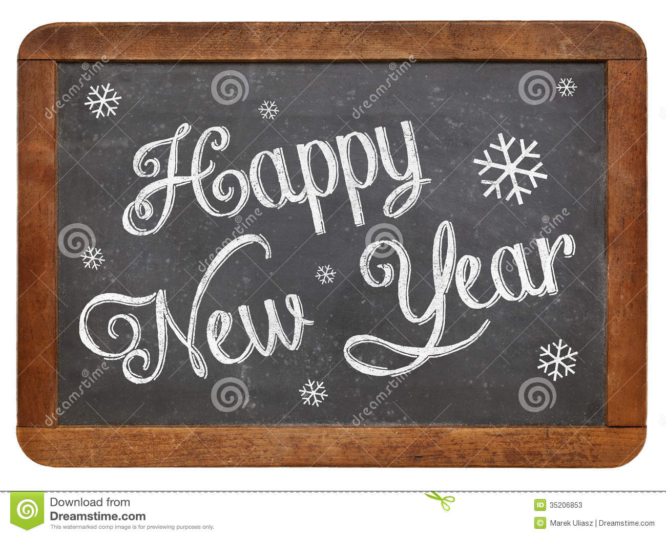 Happy New Year   White Chalk Text On A Vintage Slate Blackboard 