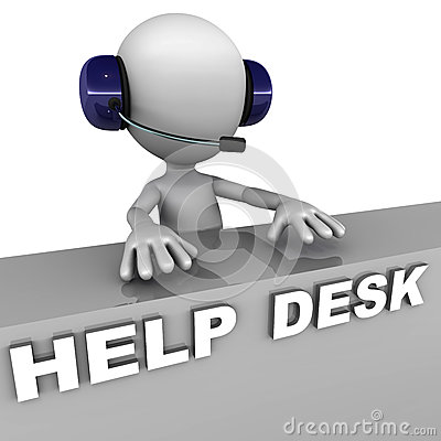 Help Desk Managed By A Little White Man With Headset White Background