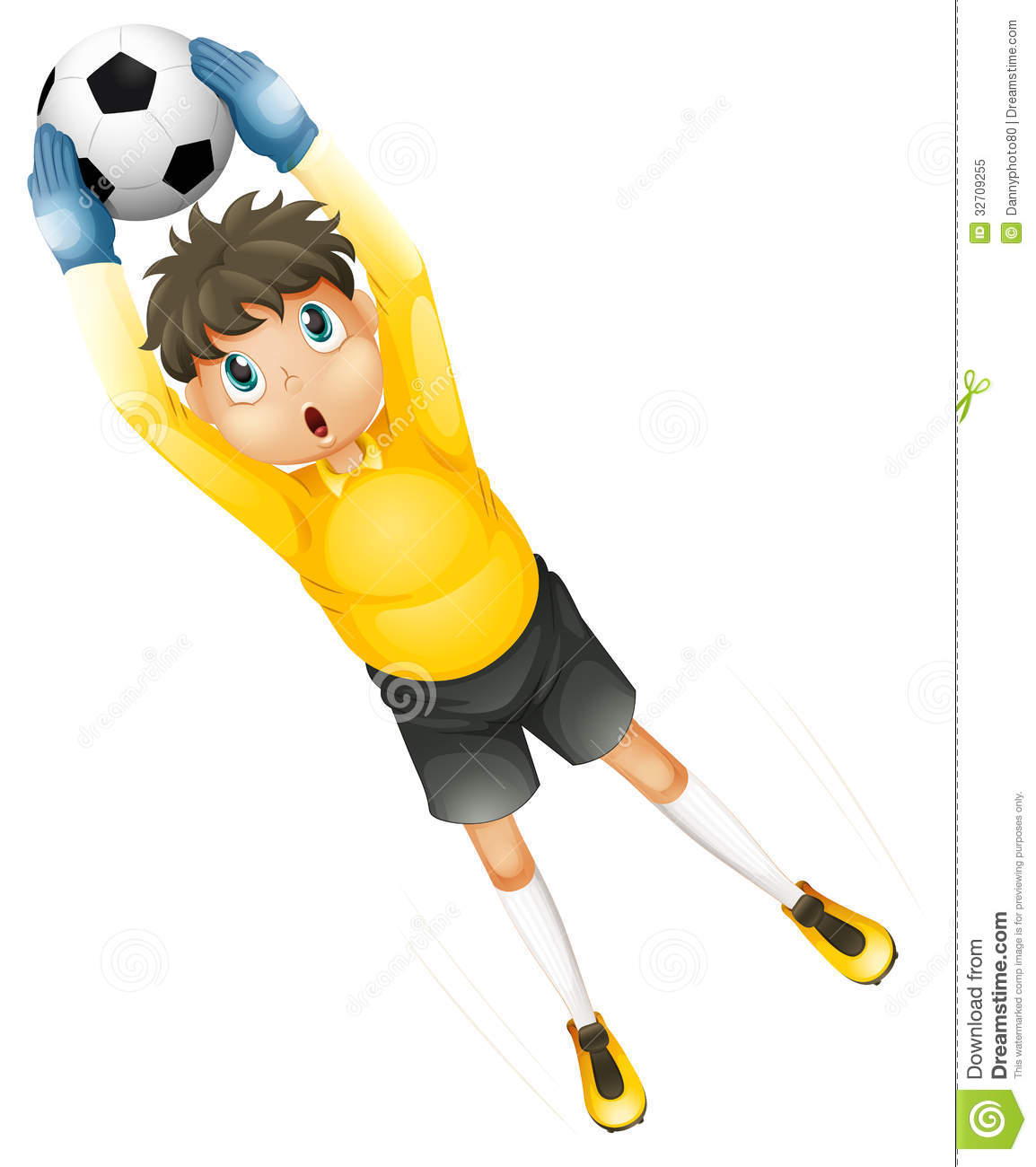 Illustration Of A Little Football Player Catching The Ball On A White