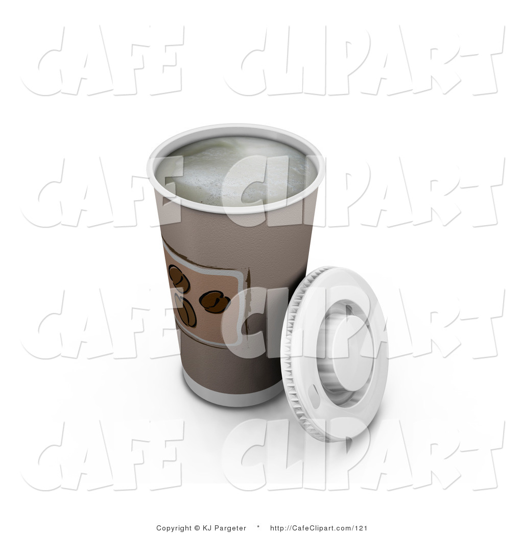 Larger Preview  Clip Art Of A Hot Coffee In A Paper Cup With The Lid    