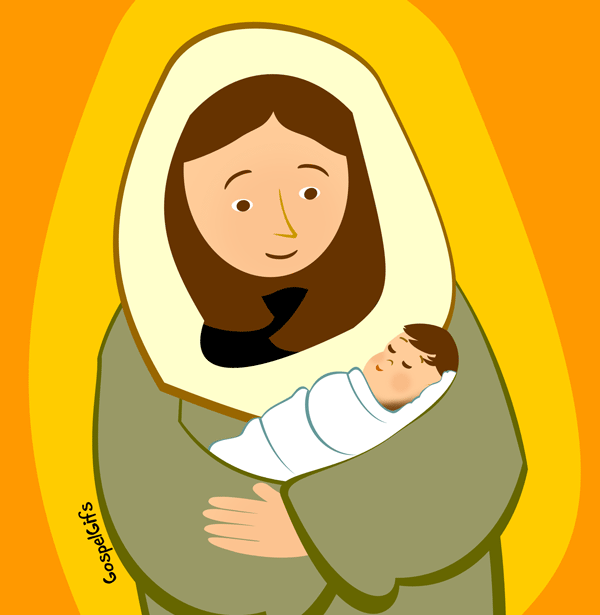 Mary And Baby Jesus   Free Christian Graphic