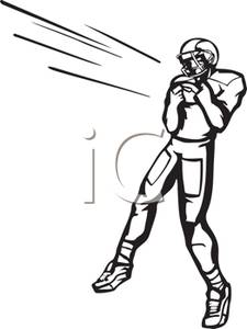 Of A Football Player Catching The Ball   Royalty Free Clipart Picture