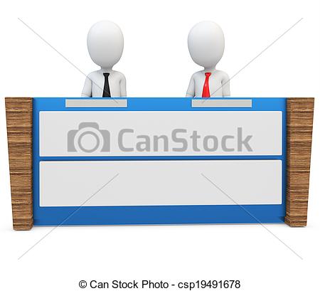 Picture Of 3d Man Support People Working At Desk On White Background
