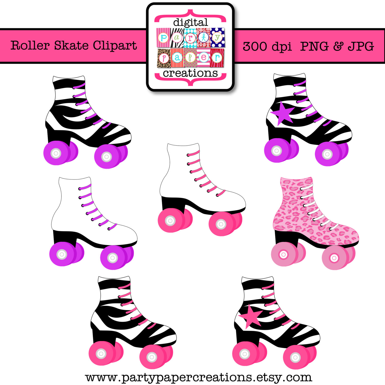 Roller Skate Clipart Skating Party Clipart By Partypapercreations