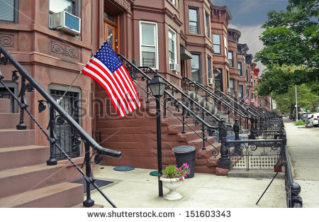 Row Houses In Sunset Park Neighborhood Of Brooklyn New York    Stock