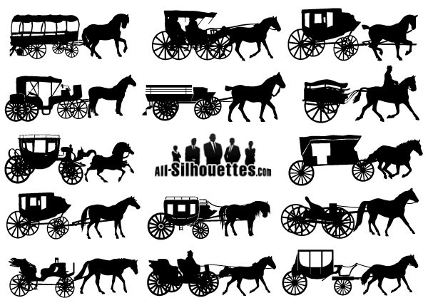 Vector Horse Drawn Carriage Silhouettes   123freevectors