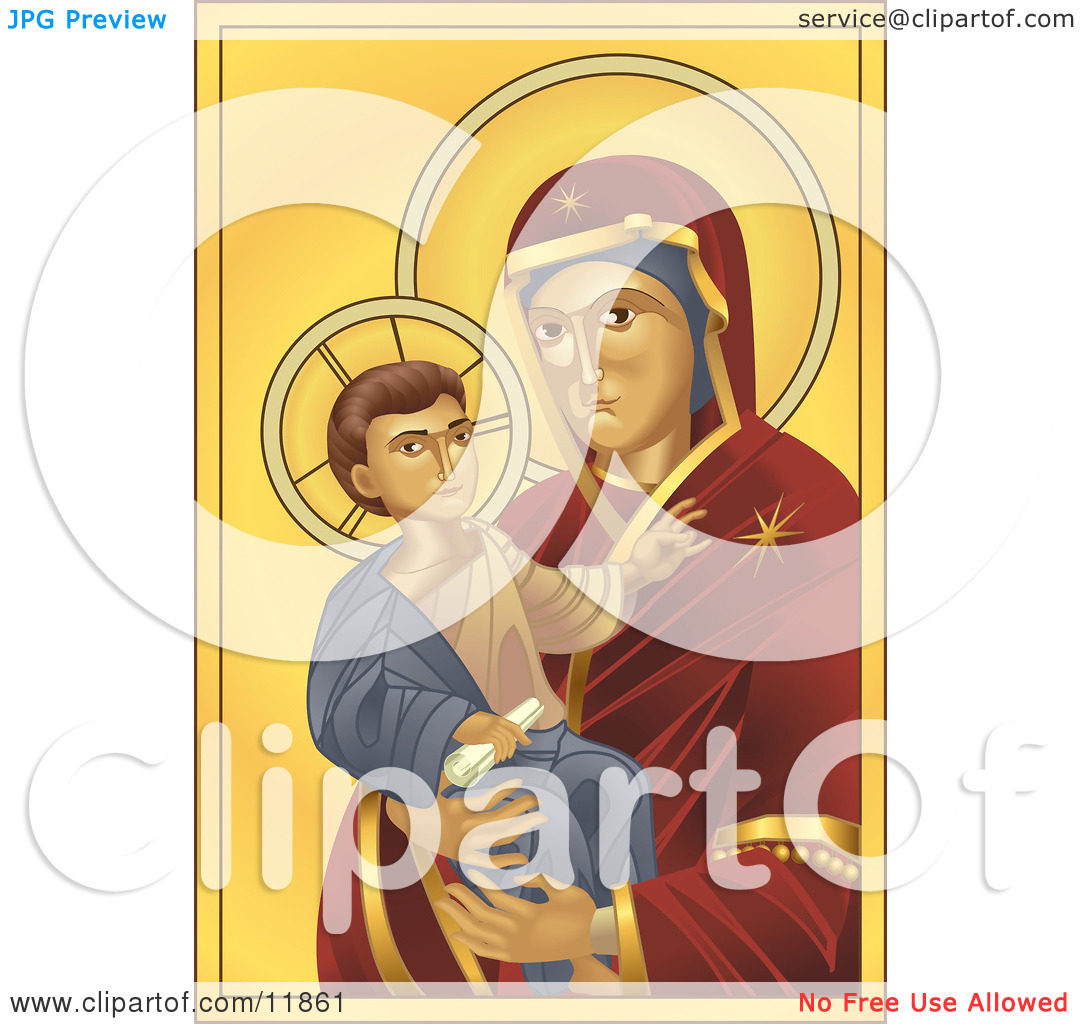 Virgin Mary Madonna Holding Baby Jesus Clipart Illustration By Geo