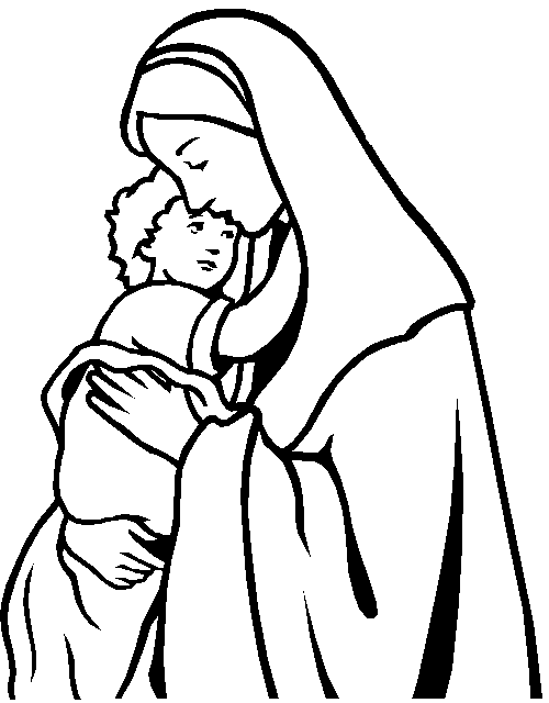 Virgin Mother  Mary Holding The Baby Chid  Jesus In Her Hands Coloring
