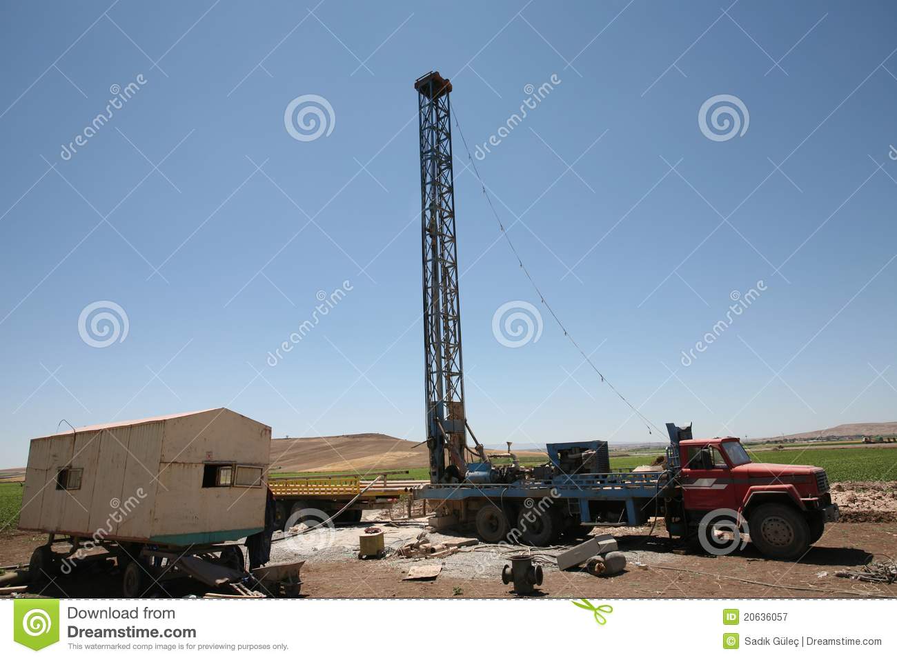 Well Drilling Rig In An Empty Field
