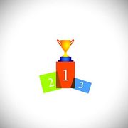 Abstract Colorful Podium Icon With Cup   Success Vector Concept