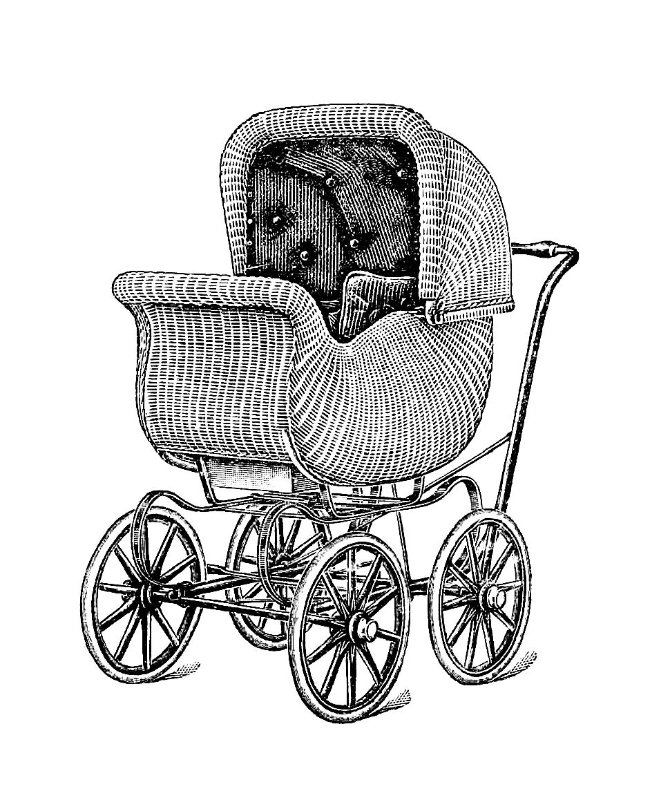 Antique Images  Free Antique Graphic  Antique Wicker Baby Carriage    
