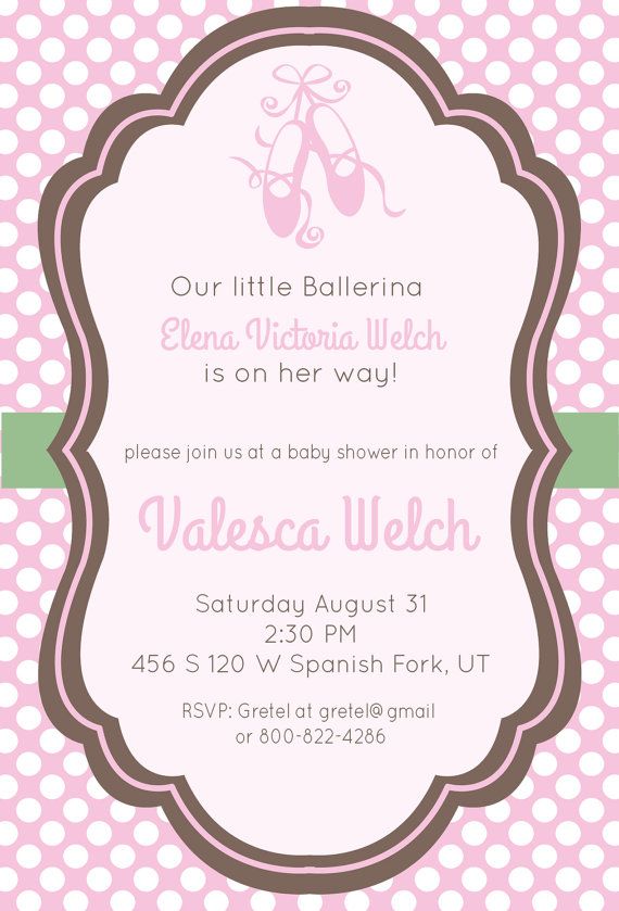Baby Shower Invitation  Ballerina Baby Shower Invitation Templates
