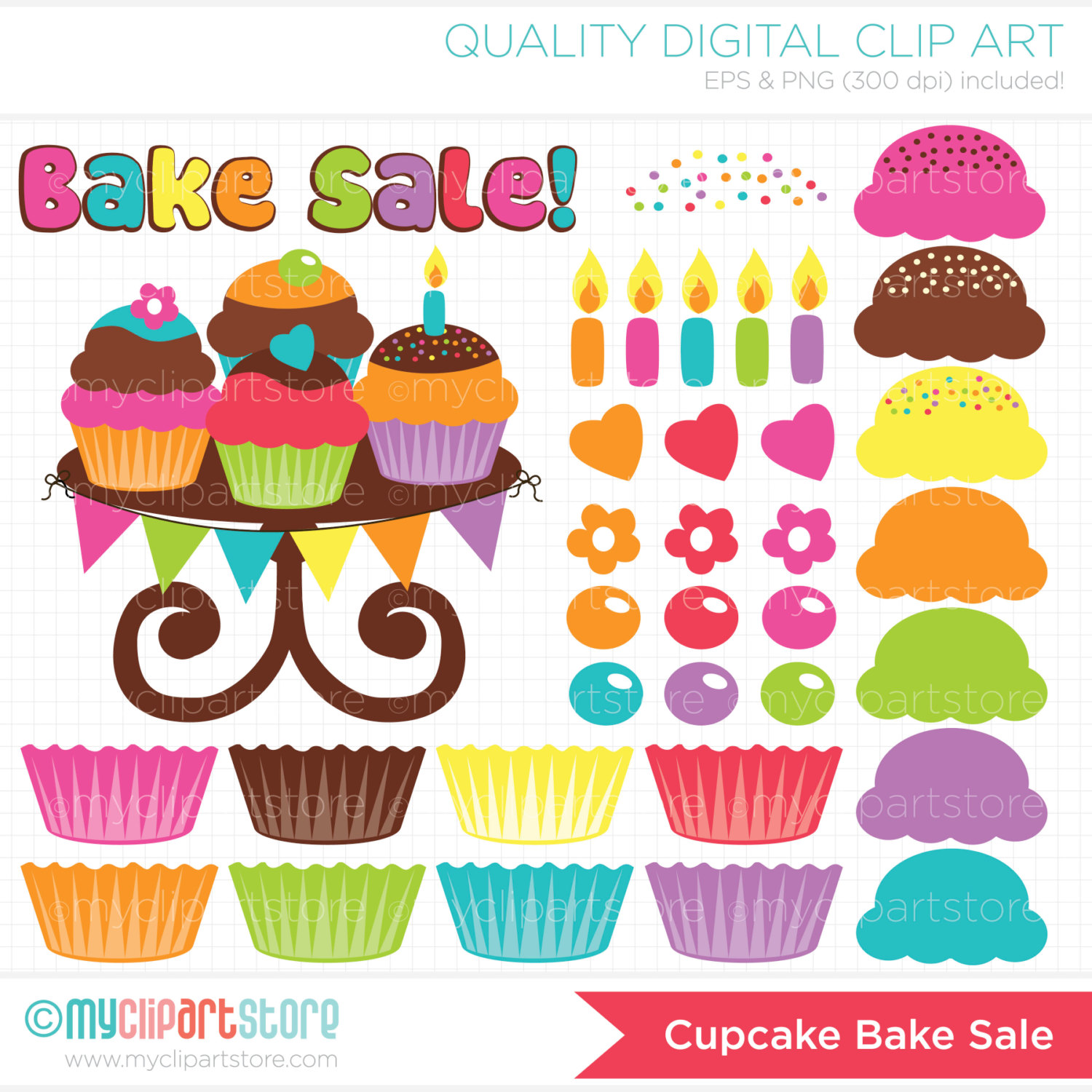 Bake Sale   Cupcake Clip Art   Digital Clipart By Myclipartstore