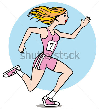 Cartoon Of Woman Running A Race Jpg