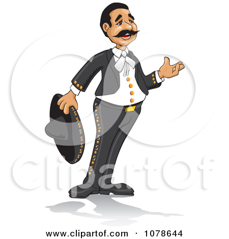 Clipart Illustration Of A Mariachi Band Man Wearing A Sombrero And