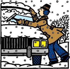 Clipart Man Scraping Snow From Windshield