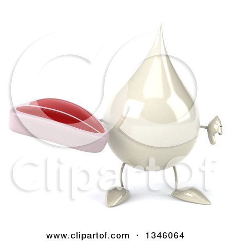 Clipart Of A 3d Milk Lotion Shampoo Or Liquid Soap Drop Character    