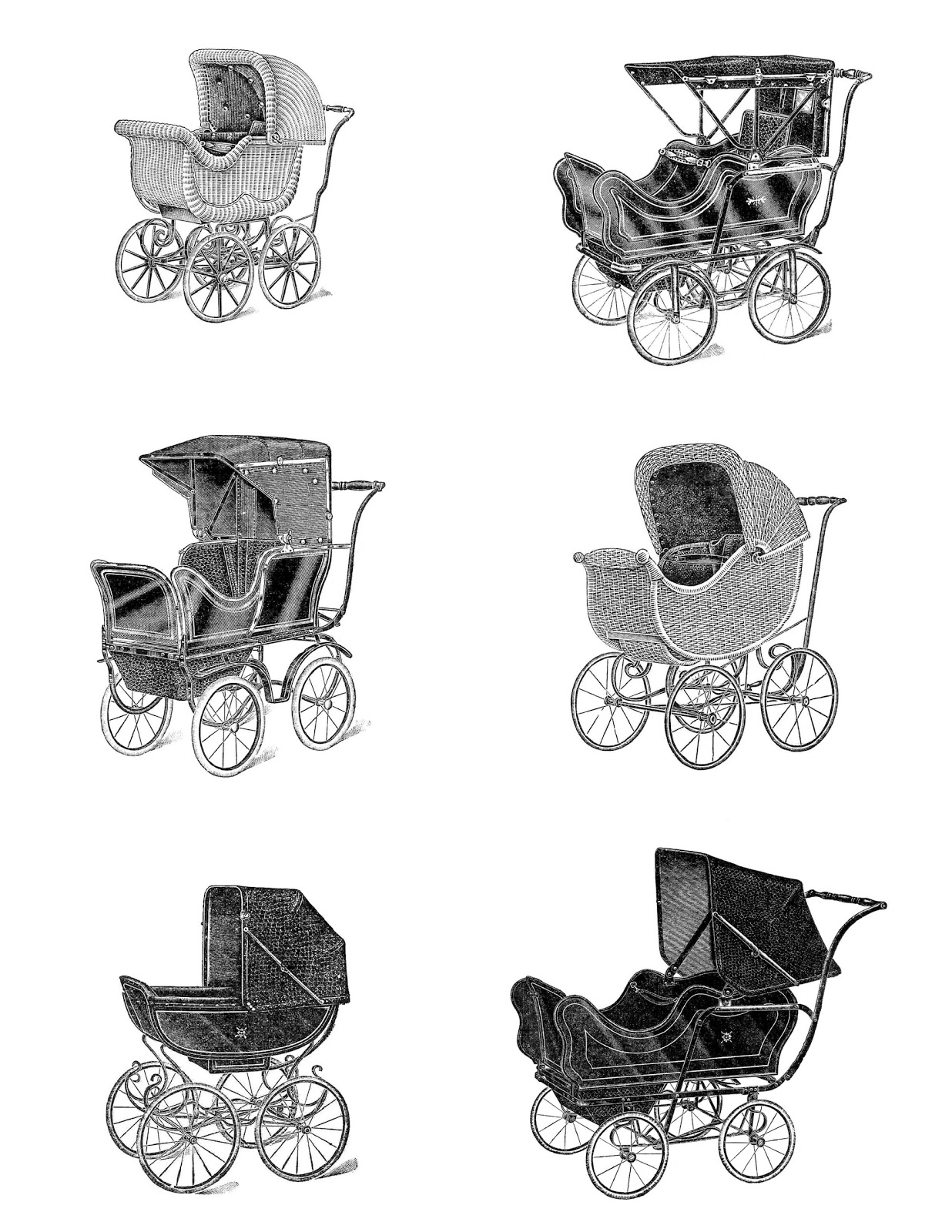 Digital Collage Sheet  6 Vintage Baby Carriage Clip Art