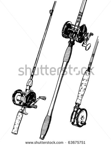 Fishing Rod And Reel Clip Art Group Of Fishing Rods   Retro