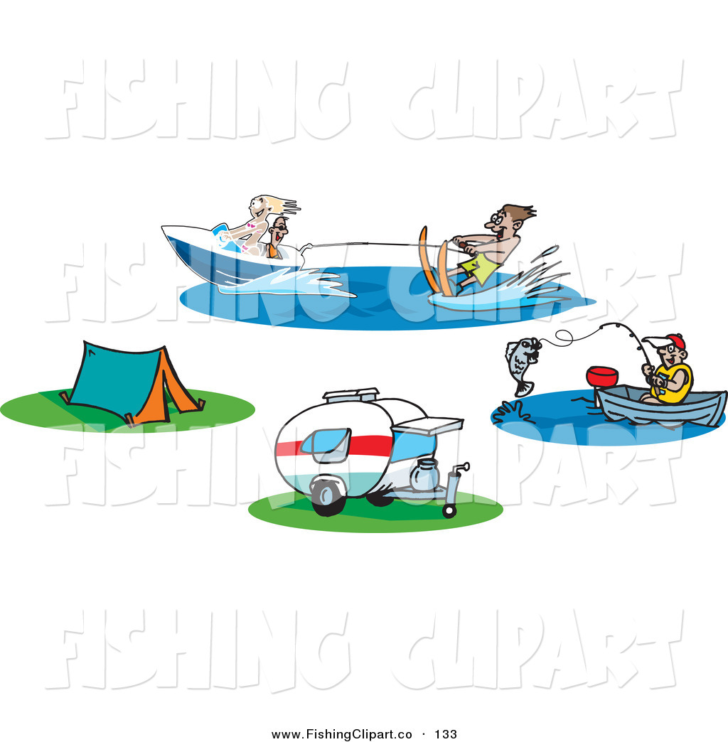 Larger Preview  Clip Art Of A Digital Set Of People Fishing And    