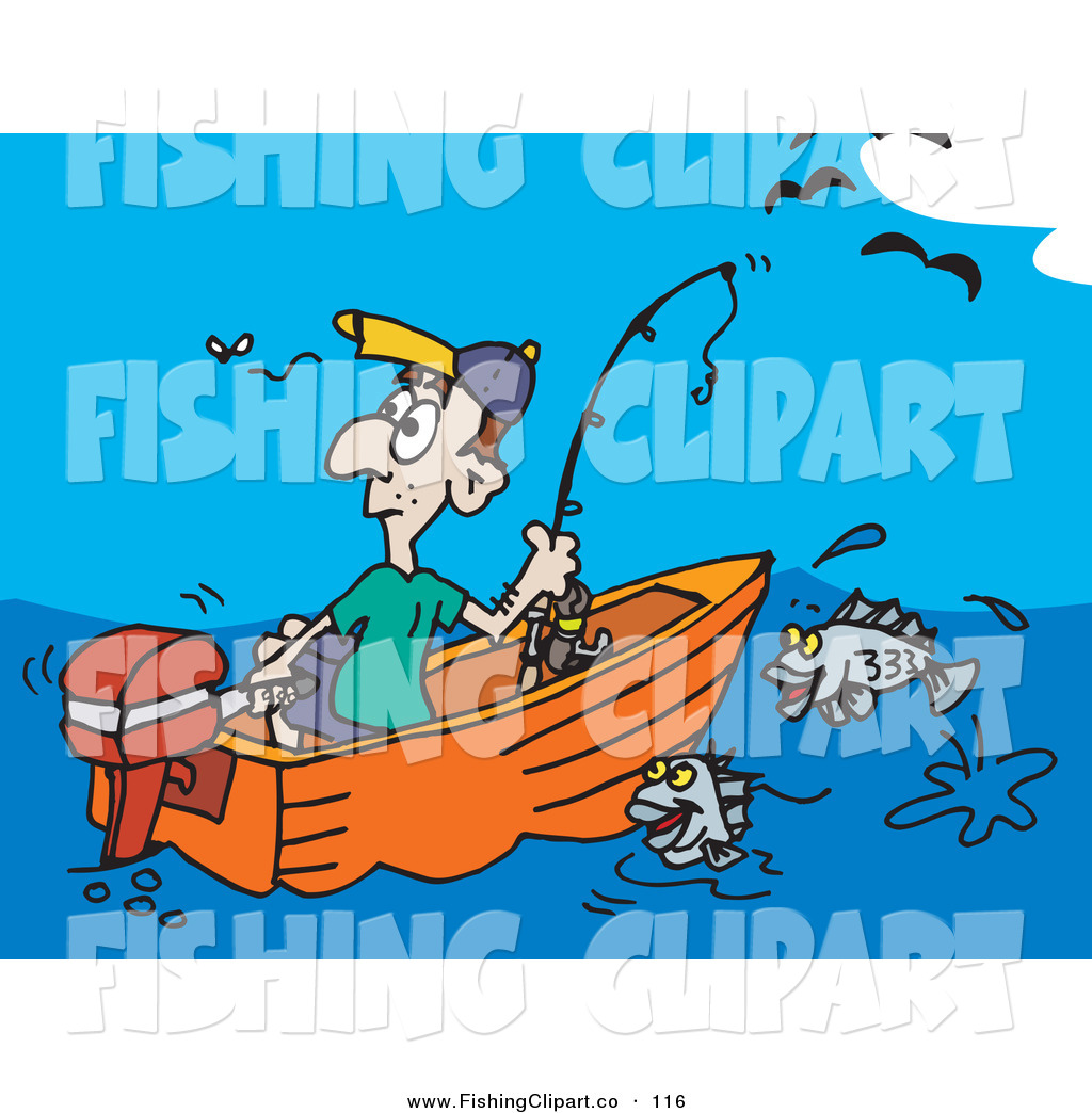 Larger Preview  Clip Art Of A Lone Man Fishing And Watching A Fly Go    