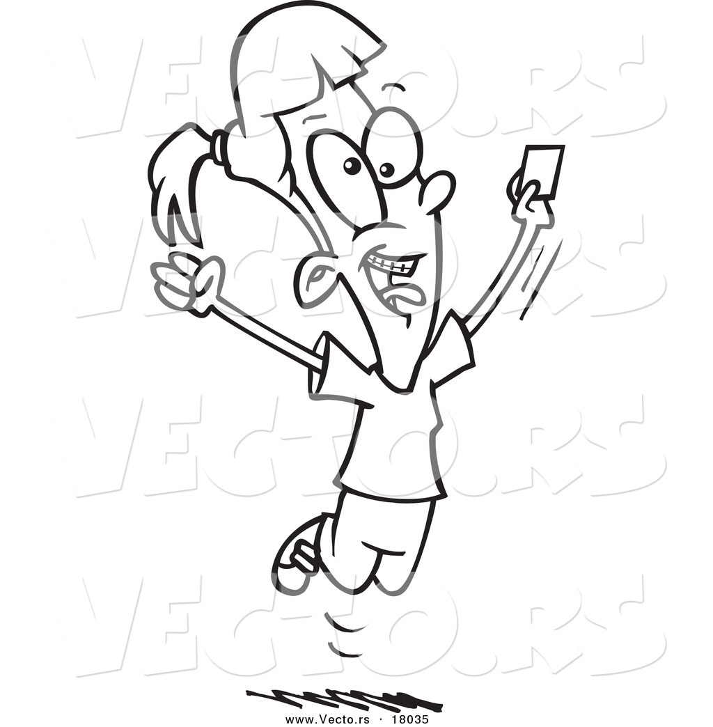 Larger Preview  Vector Of A Cartoon Happy Girl Holding A License