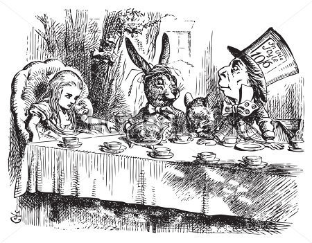 Mad Hatter  S Tea Party Alice En Grabado Vintage Original De Pa S De