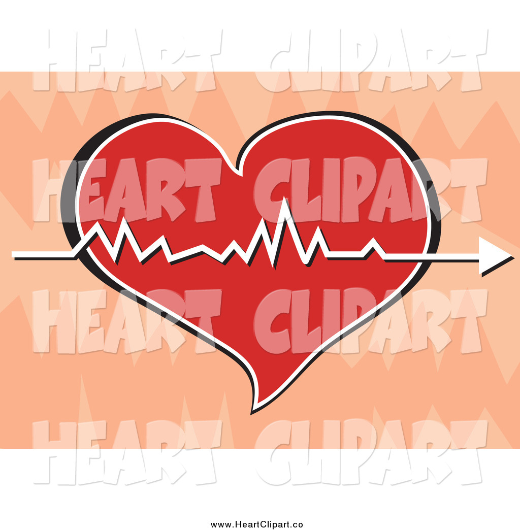 Monitor Clipart Clip Art Of A White Heartbeat Over Red Heart On Pink
