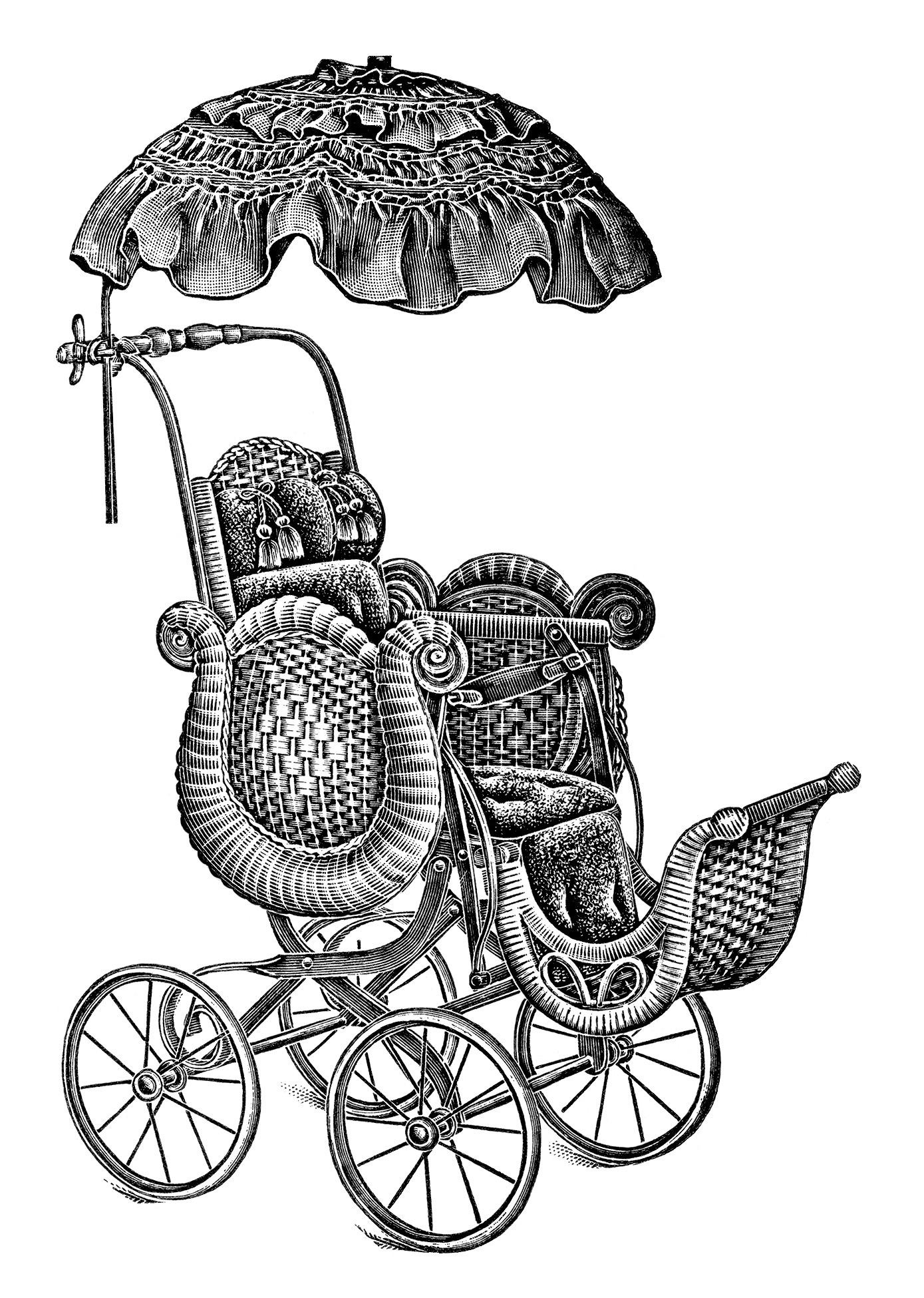 Old Catalogue Page Vintage Baby Clip Art Antique Baby Stroller Image    