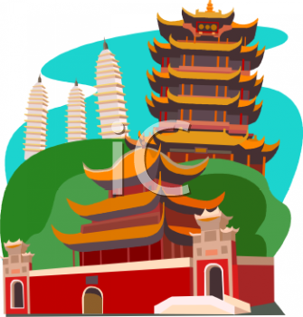 Royalty Free Clip Art Image  Travel Ad For Chinese Temples