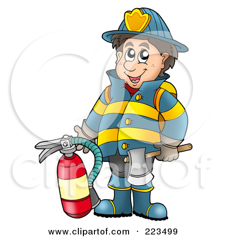 Royalty Free  Rf  Clipart Illustration Of A Fireman Holding An