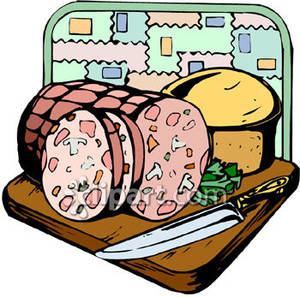 Sliced Salami Loaf With Cheese   Royalty Free Clipart Picture